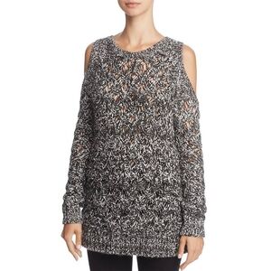 BB DAKOTA | NWT | Knit Off-the-Shoulder Black and White Sweater - Large